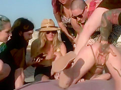 Lezdom threesome torment at graveyard