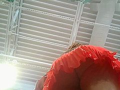 Milf Upskirt In Red Miniskirt